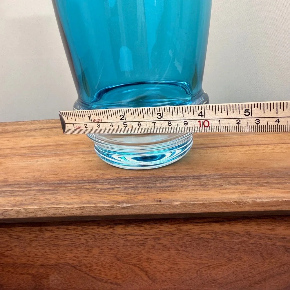 Marquis by Waterford Markham Teal Blue Glass Vase 16 Inch Tapered Centerpiece